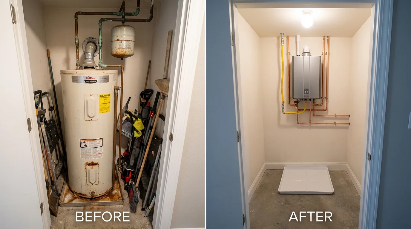 Tank water heater versus wall-mounted tankless unit comparison for Jonesboro, LA homeowners